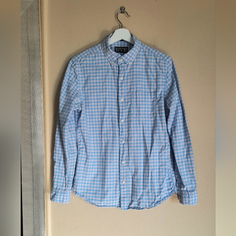 Rye Pink Blue Gingham Button Down Shirt Checker Spring Easter Pastel Western